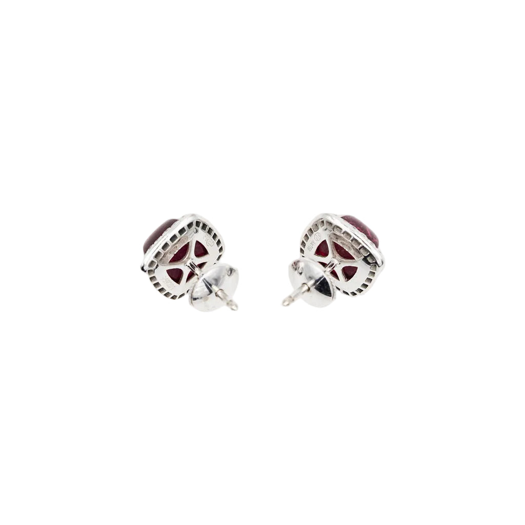 Boucles d'oreilles Puces FRED "Pain de sucre" en or blanc, tourmaline rose et diamants