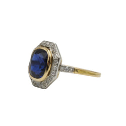 Bague Entourage en or jaune, platine, saphir et diamants