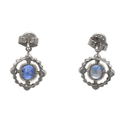 Boucles d'oreilles Puces en or blanc, saphirs et diamants