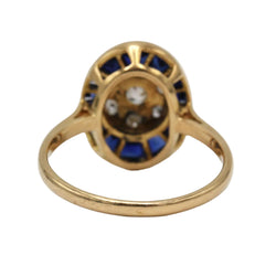 Bague en or jaune, platine, saphirs et diamants