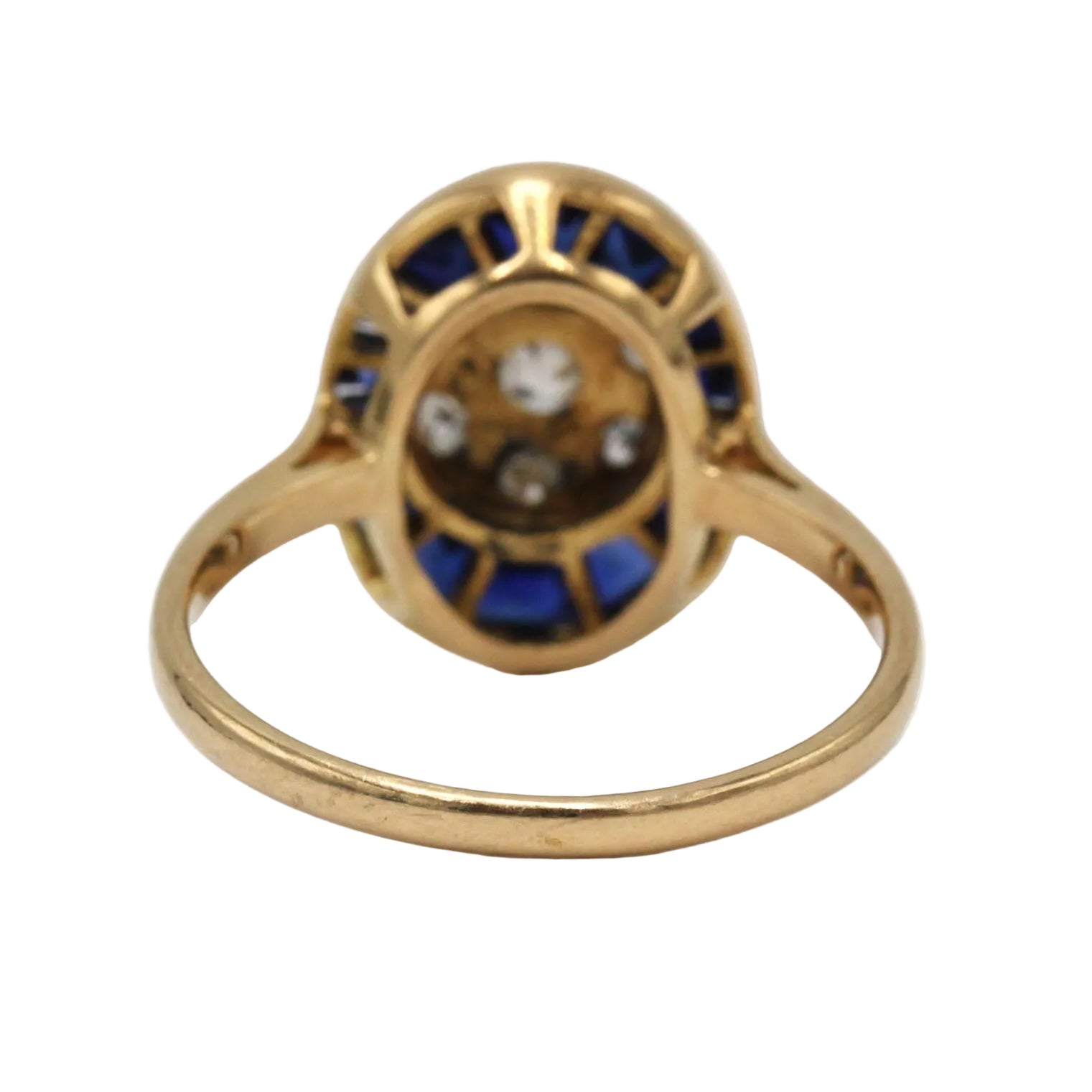 Bague en or jaune, platine, saphirs et diamants