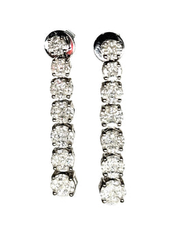 Boucles d'oreilles Pendantes en or blanc et diamants