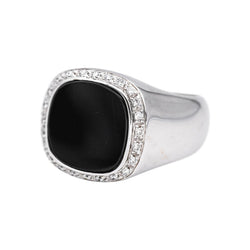 Bague Chevalière Or blanc Onyx
