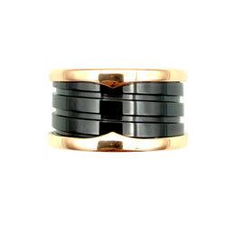 Bague Bandeau BULGARI "B.Zéro1" en or rose et céramique