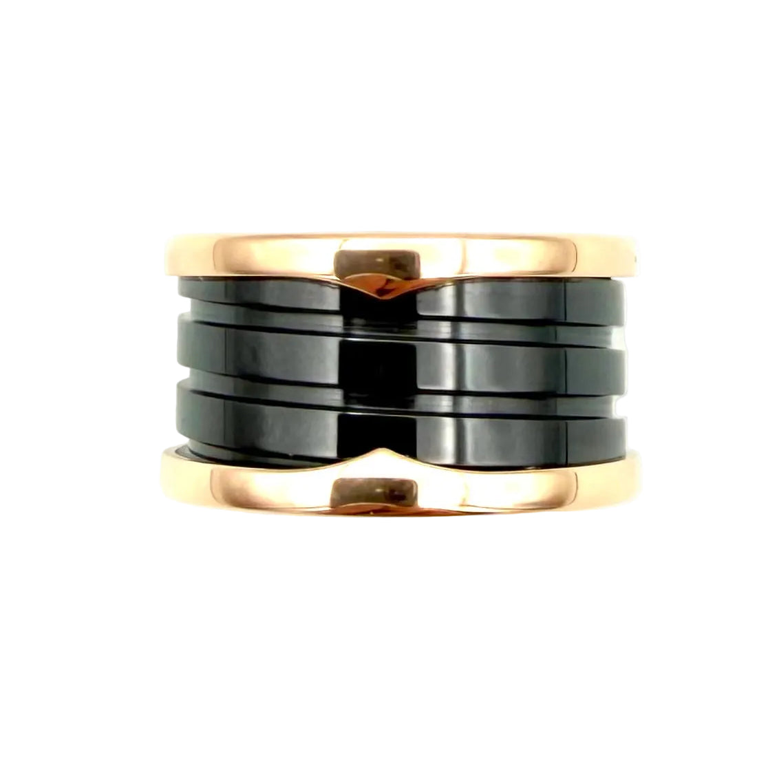 Bague Bandeau BULGARI "B.Zéro1" en or rose et céramique