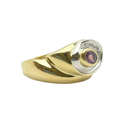 Bague en or blanc, or jaune, rubis et diamants