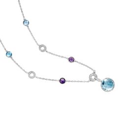 Collier BULGARI "Parentesi Cocktail" en or blanc, topazes bleues, améthystes et diamants