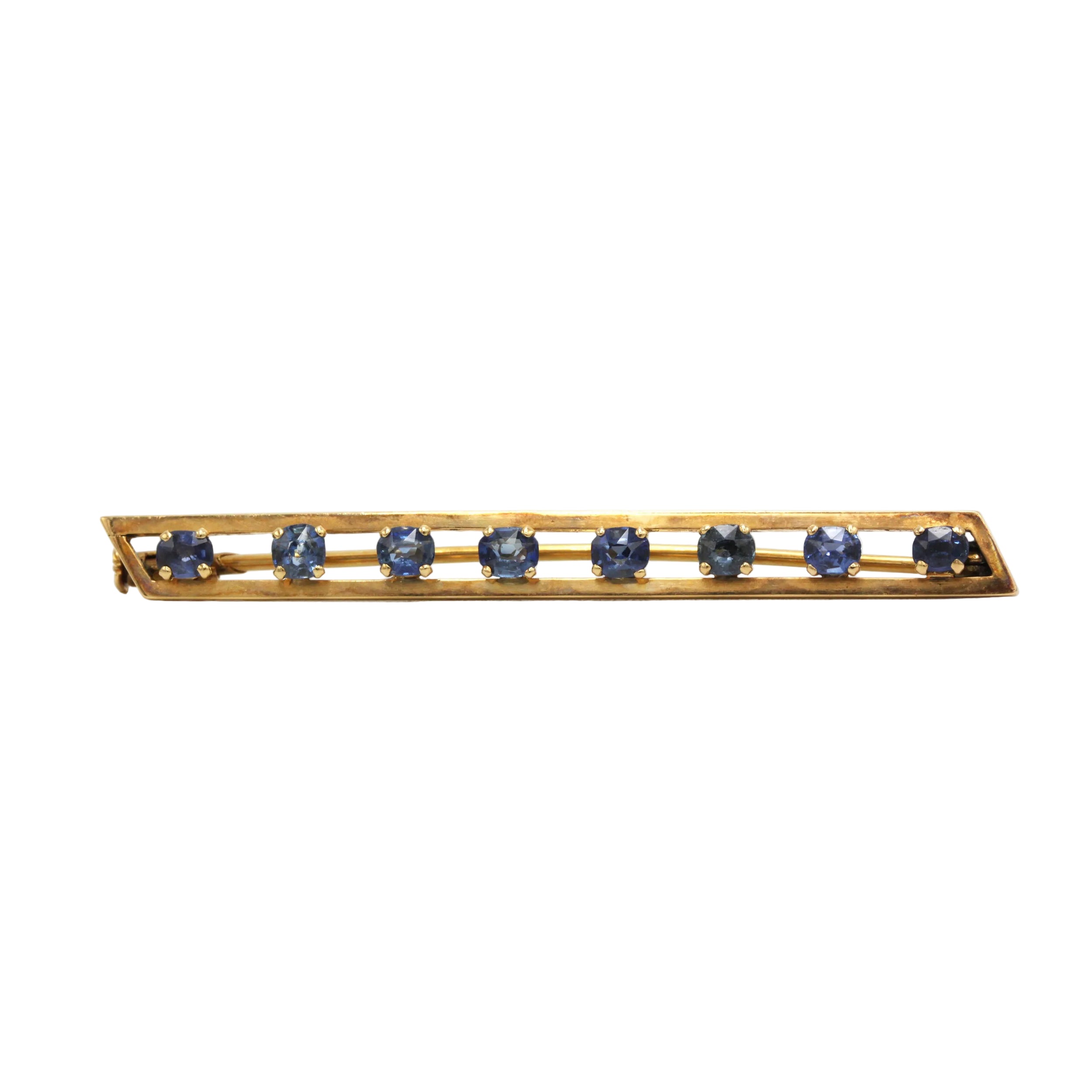 Broche Barrette en or jaune et saphirs