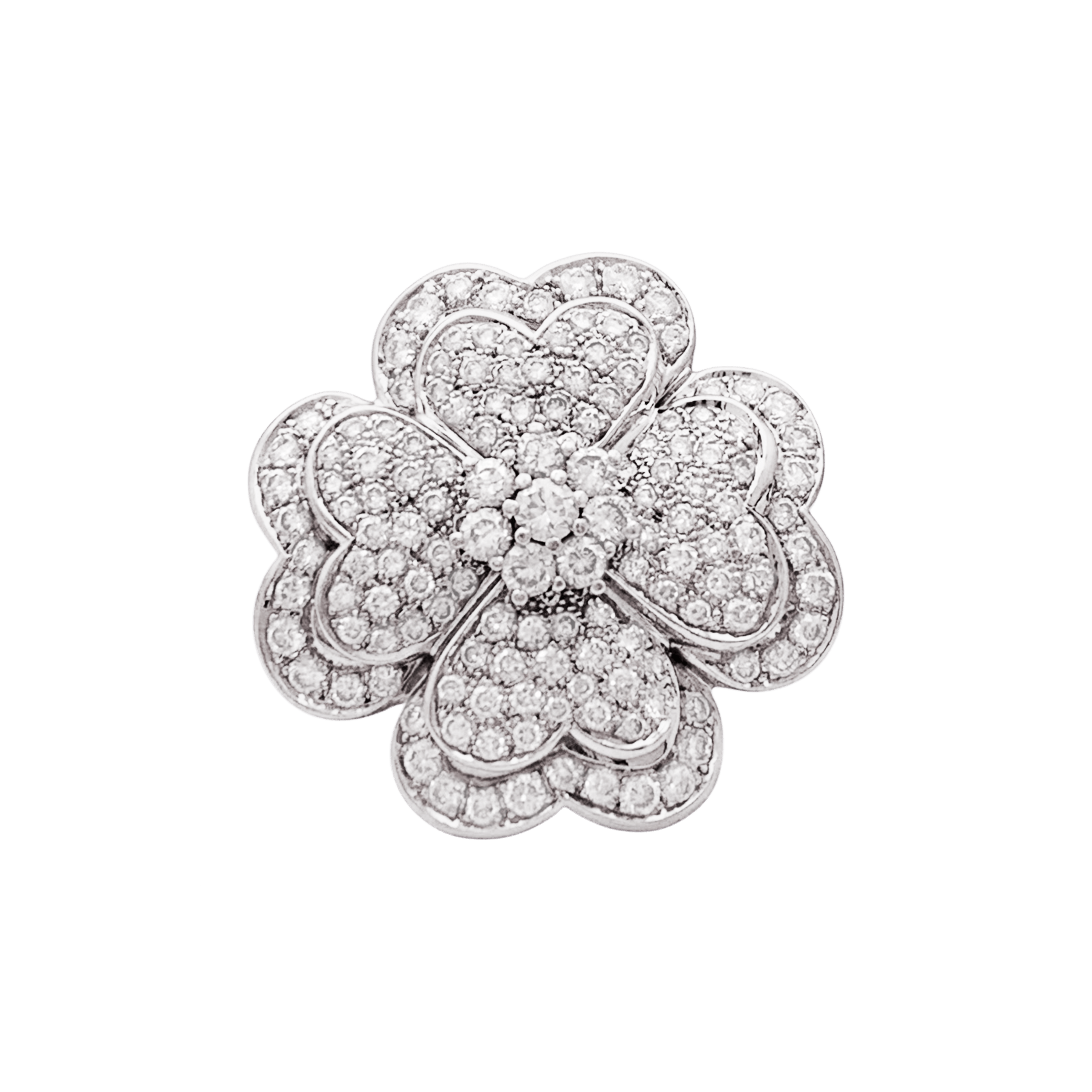Bague « Trèfle », or blanc, diamants.