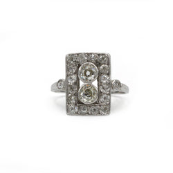 Bague Art Déco en or blanc et diamants