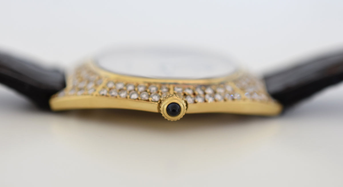 Montre VACHERON CONSTANTIN POUR CHAUMET en or jaune, cuir et diamants