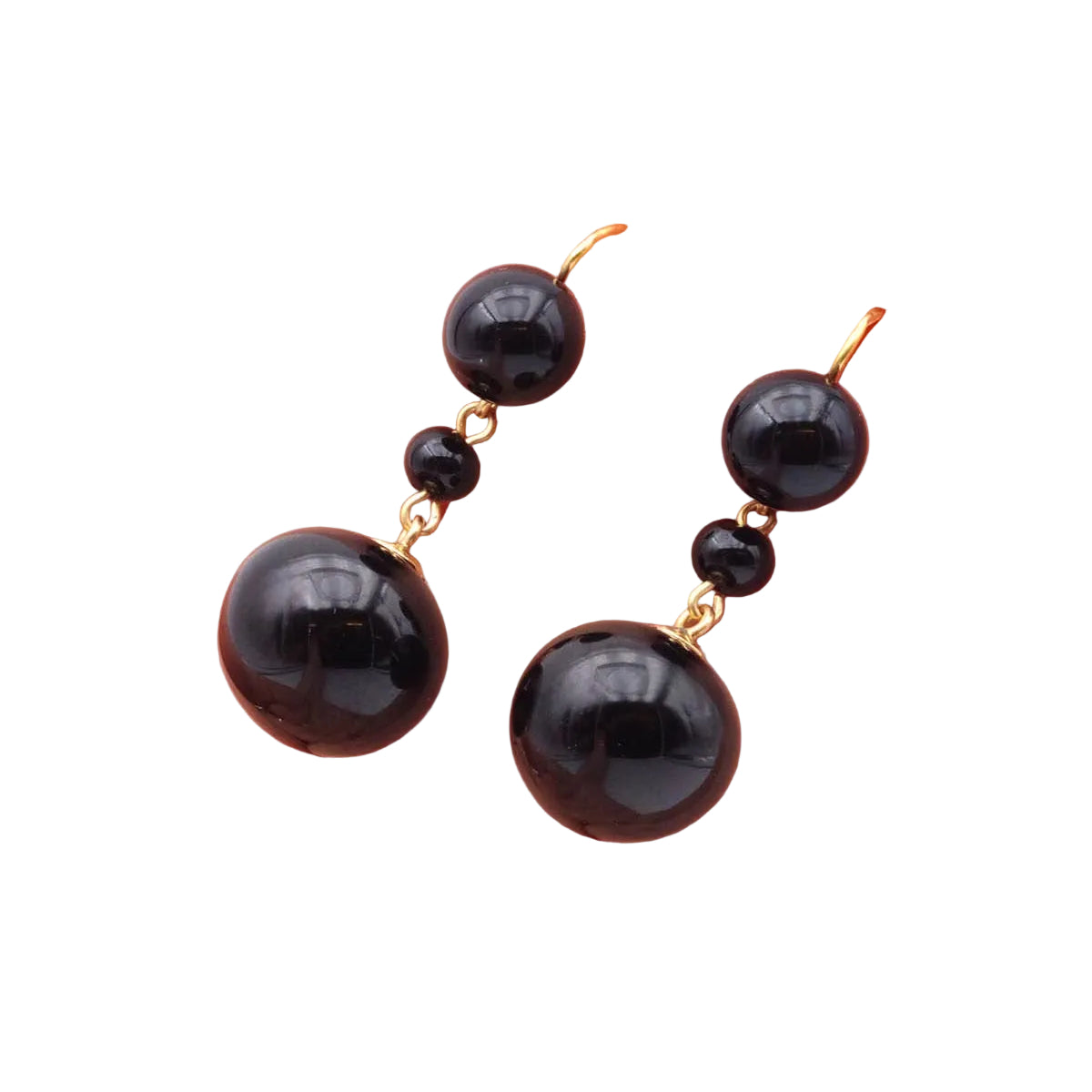Boucles d'oreilles Dormeuses en or jaune et perles de verre