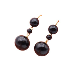 Boucles d'oreilles Dormeuses en or jaune et perles de verre