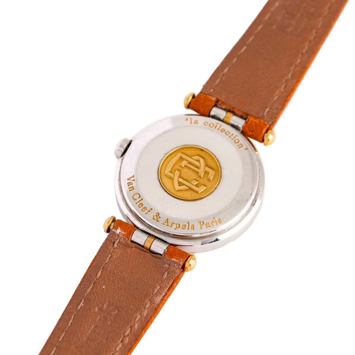 Montre VAN CLEEF & ARPELS. PM "PA 49" en or jaune, acier et cuir