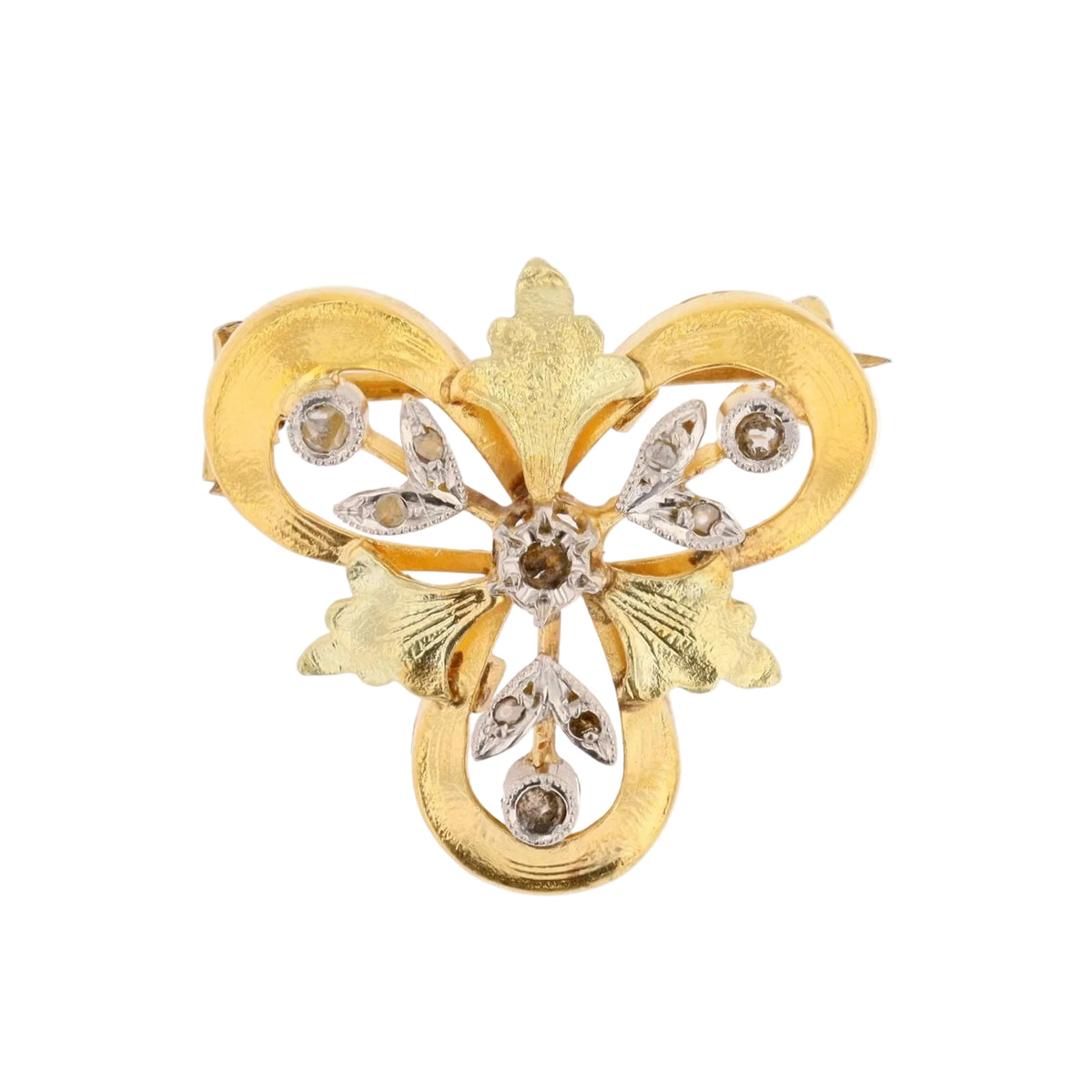 Broche Épingle en or blanc, or jaune, or vert et diamant
