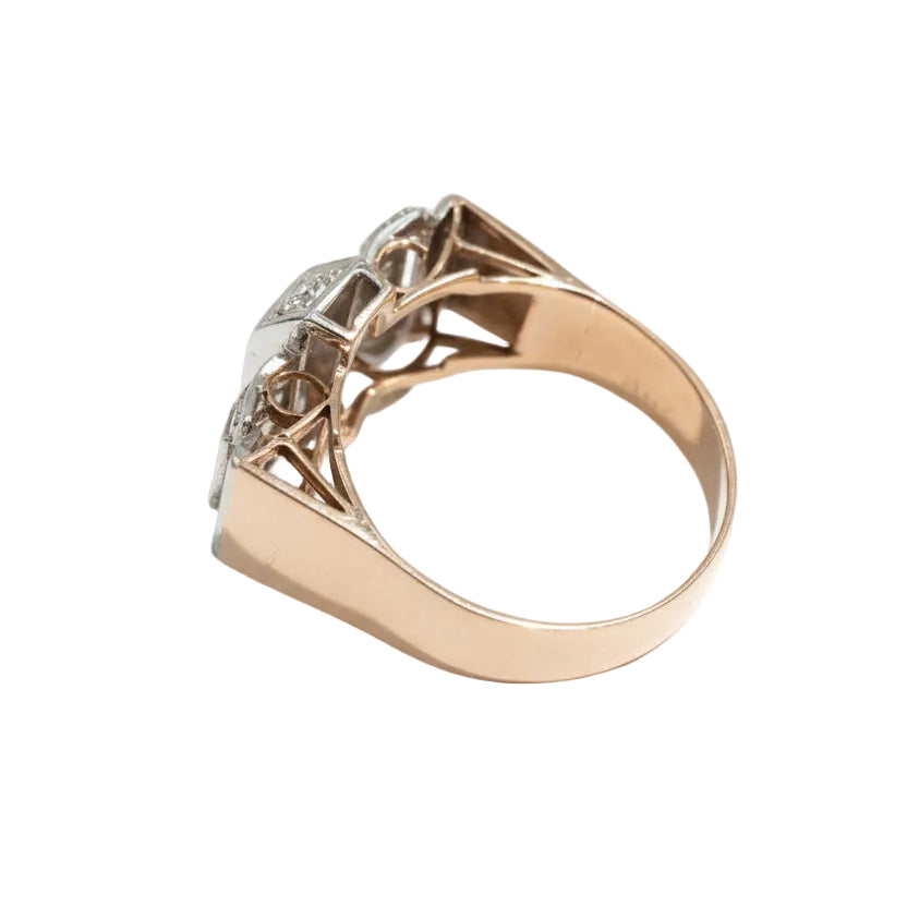 Bague Tank en or rose et diamants