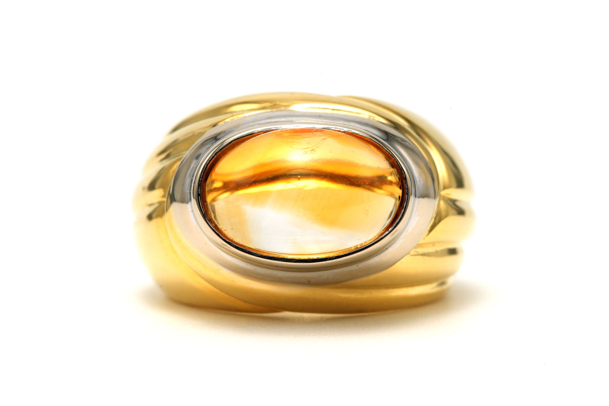 Bague Jonc en or blanc, or jaune et citrine
