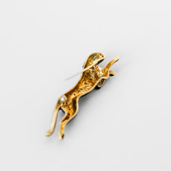Broche panthère André VASSORT en or jaune et émail noir