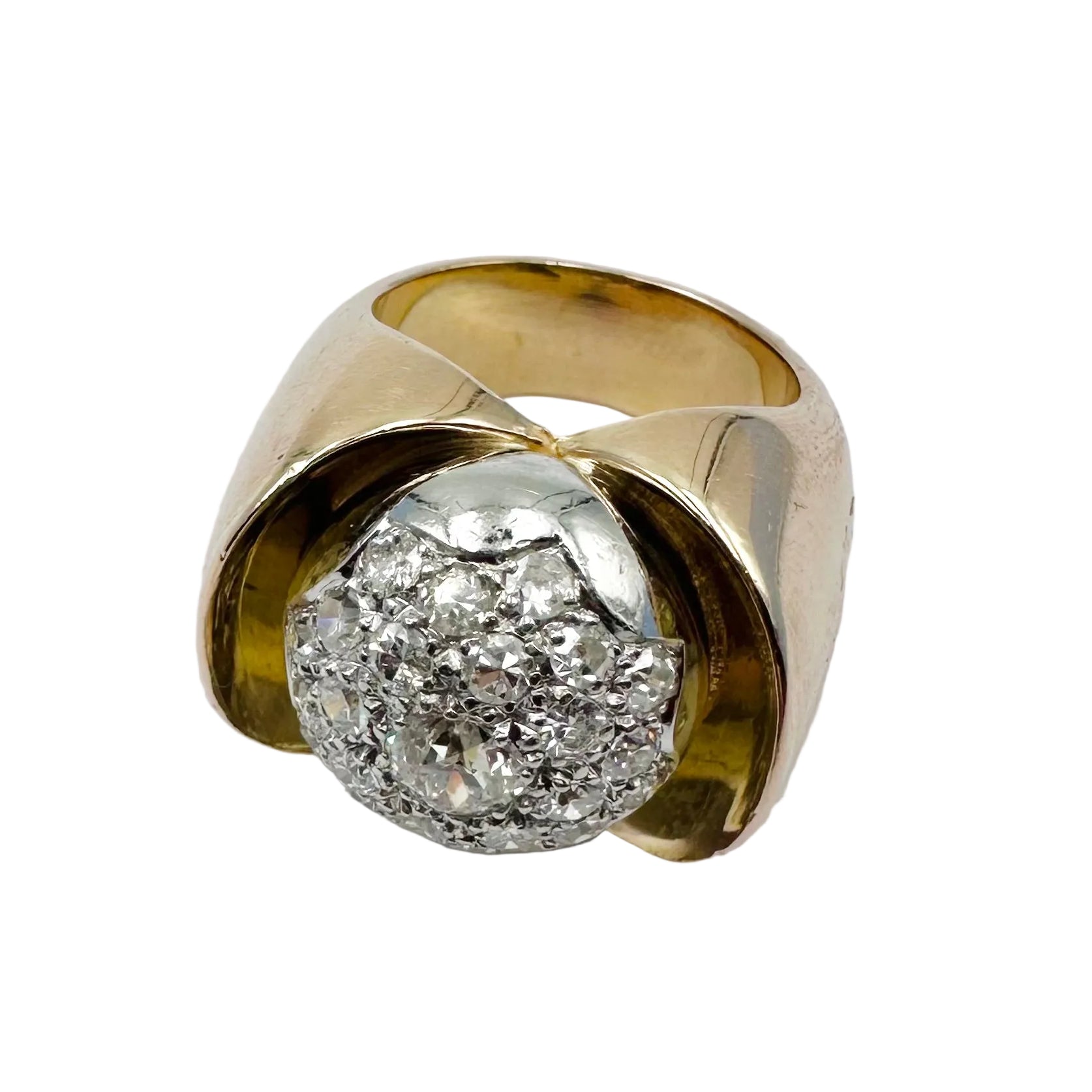 Bague Dôme en or jaune et diamants