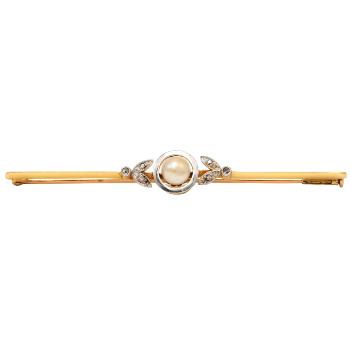 Broche Épingle en or jaune, perle et diamants