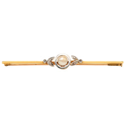 Broche Épingle en or jaune, perle et diamants