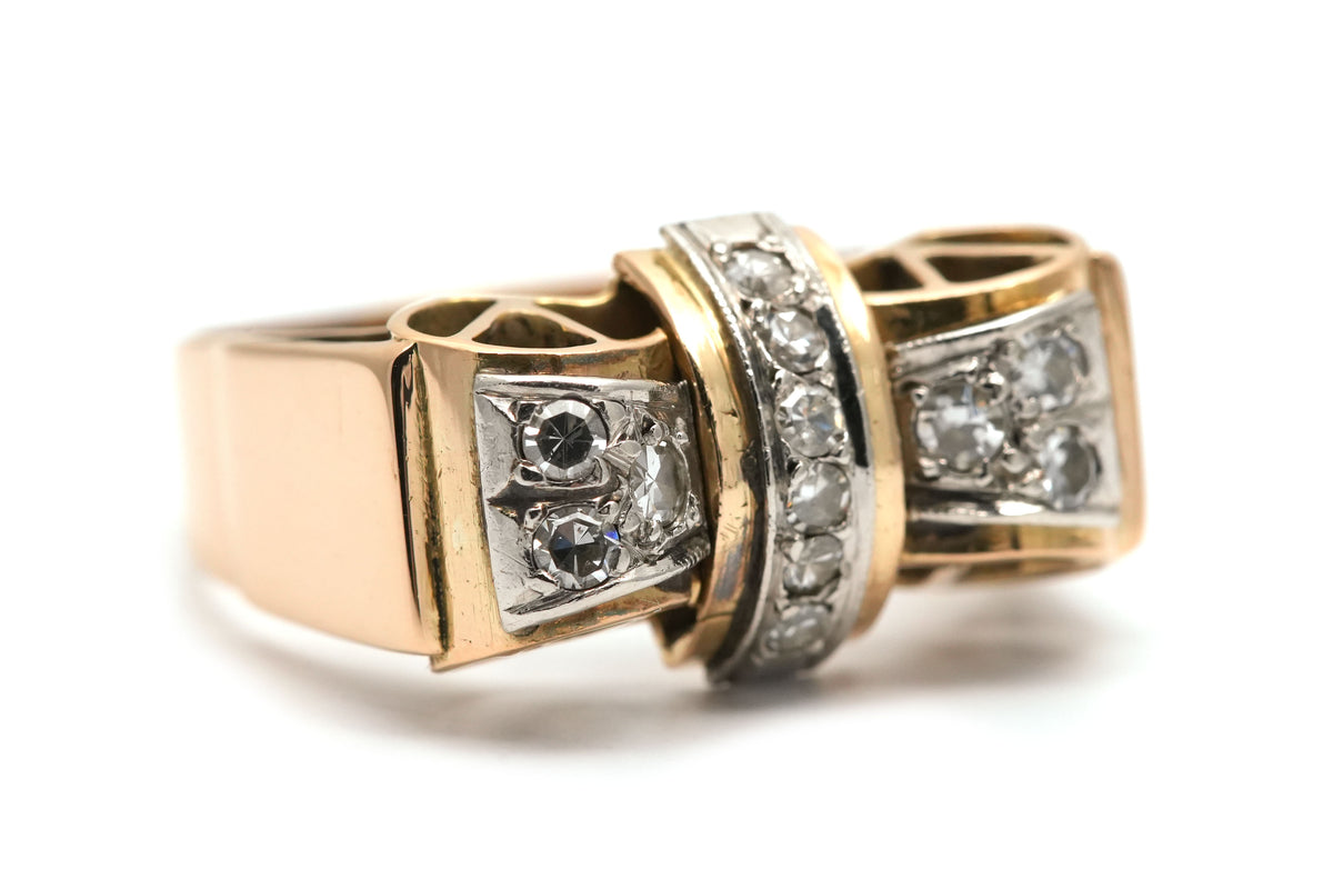 Bague Tank en or jaune et diamants