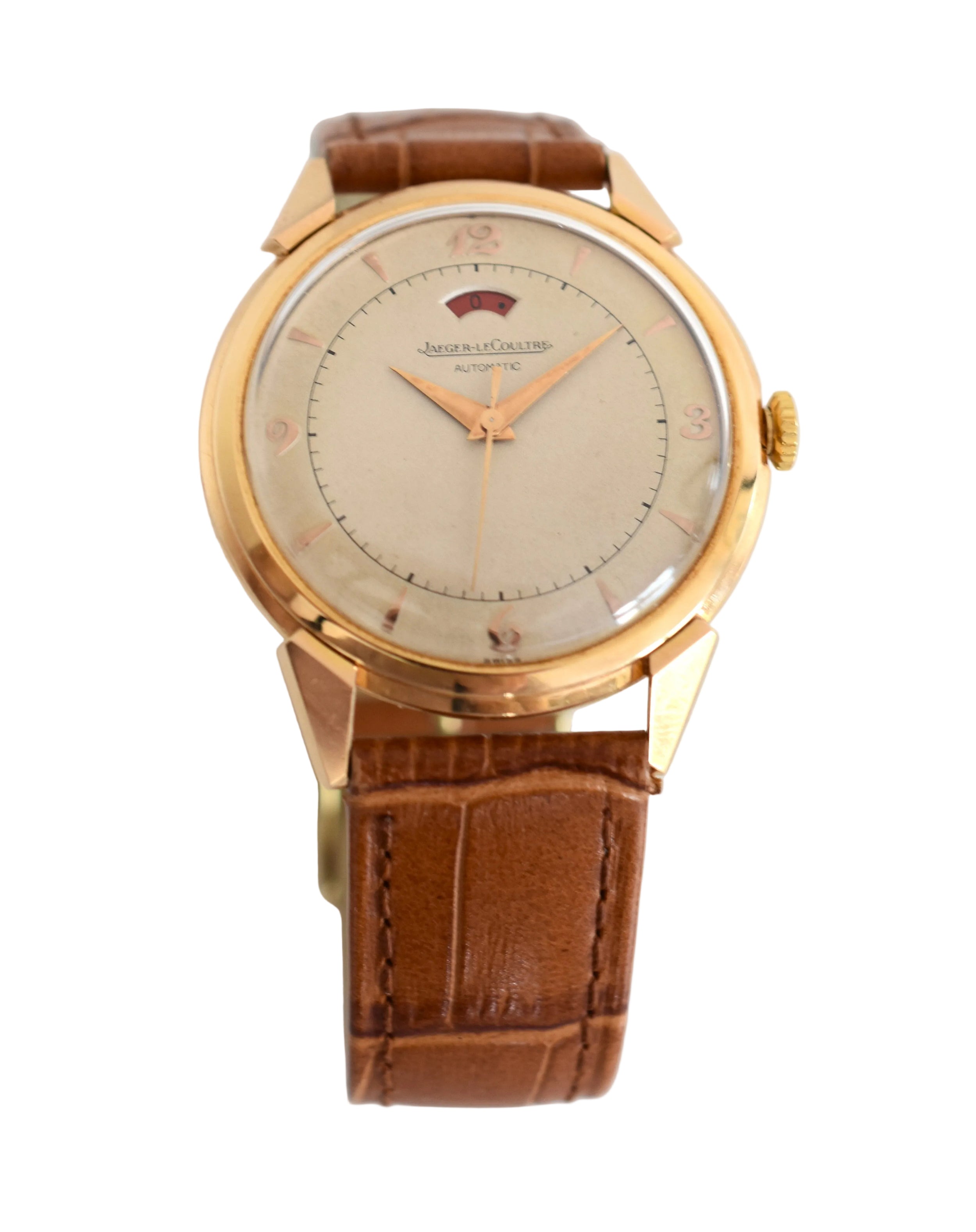 Montre JAEGER-LECOULTRE "Power Reserve 40h" en or rose et cuir
