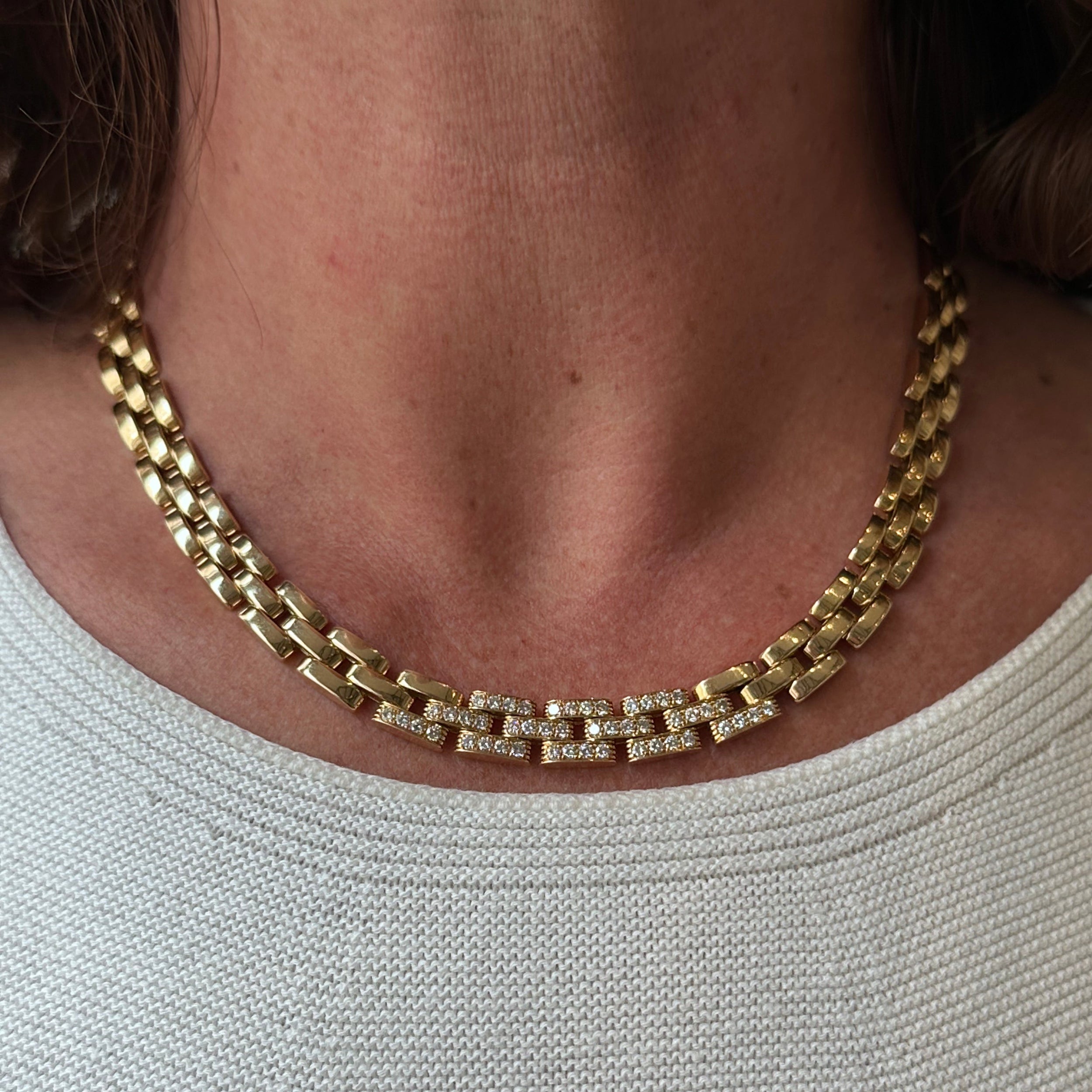 Collier Maille CARTIER "Panthère" en or jaune et diamants