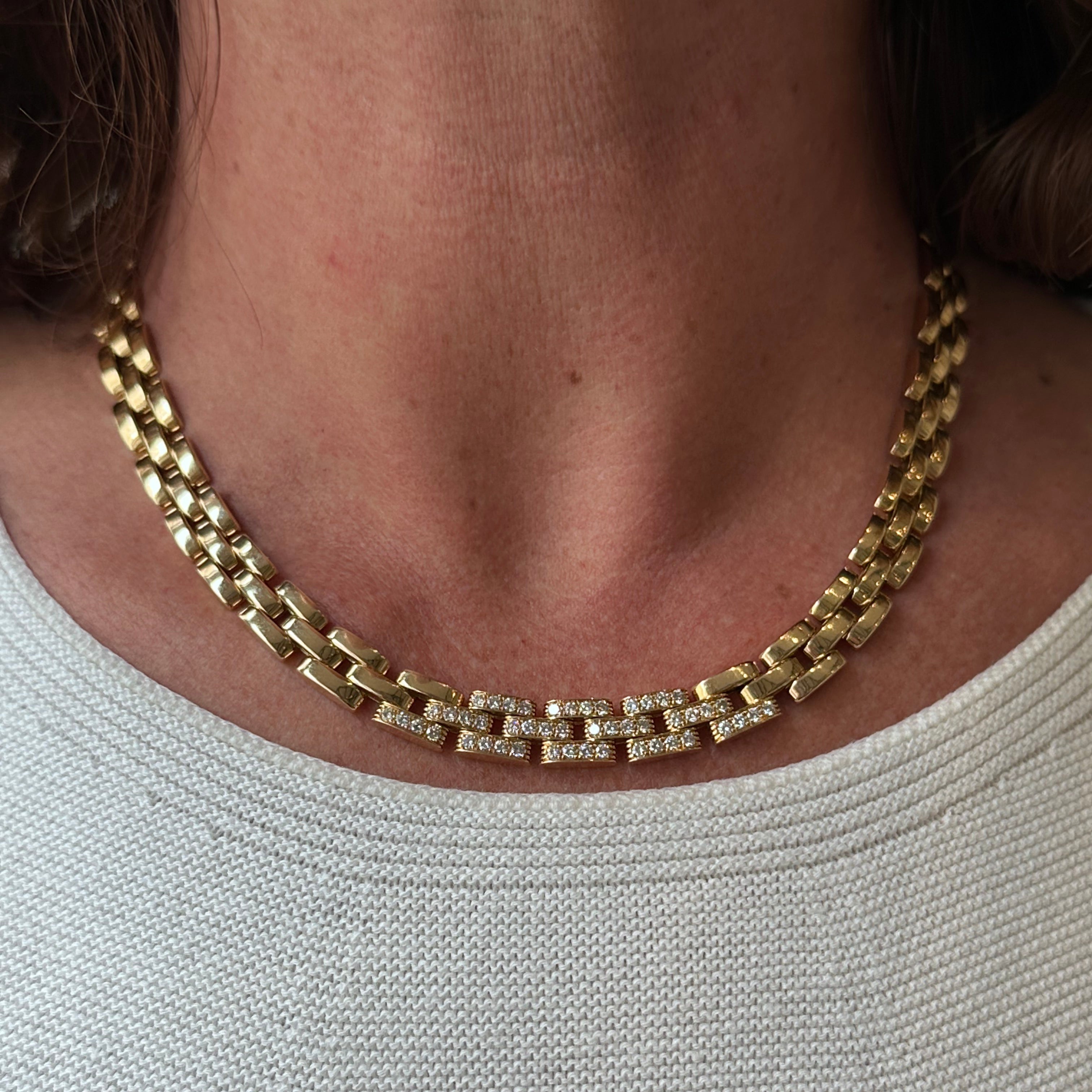 Collier Maille CARTIER "Panthère" en or jaune et diamants