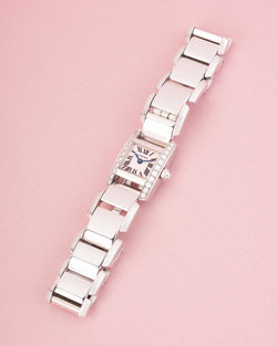 Montre CARTIER "Tankissime" PM en or blanc, acier et diamants