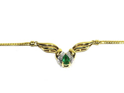 Collier En Or Jaune, Emeraude Et Diamants