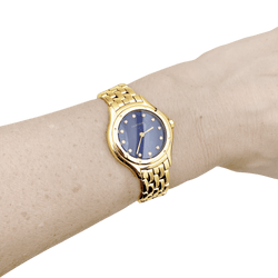 Montre Femme CARTIER, "Cougar", or jaune, index diamants.