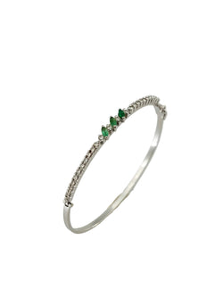Bracelet Jonc en or blanc, émeraudes et diamants
