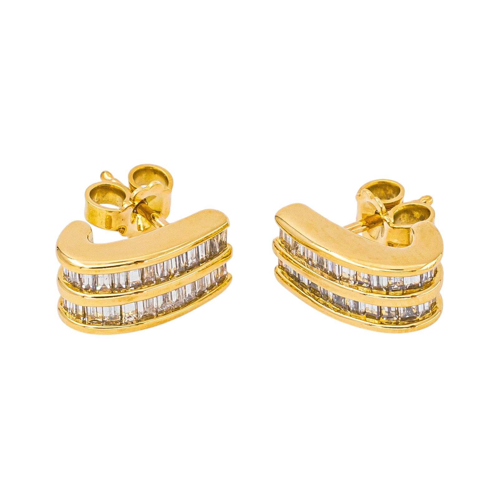 Boucles d'oreilles en or blanc, or jaune et diamants