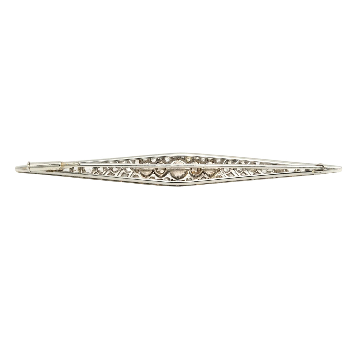 Broche Barrette en or blanc, perles et diamants