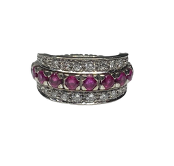 BAGUE AMOVIBLE OR 18K DIAMANTS RUBIS SAPHIRS (T.51)