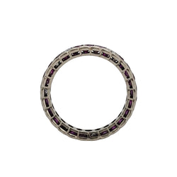 Bague Alliance en or blanc, rubis et diamants