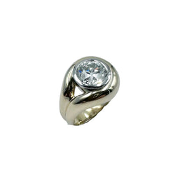 Bague Solitaire en or jaune, platine et diamant