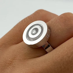 Bague Solitaire CHOPARD "Happy Spirit" en or blanc et diamant