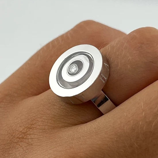 Bague Solitaire CHOPARD "Happy Spirit" en or blanc et diamant