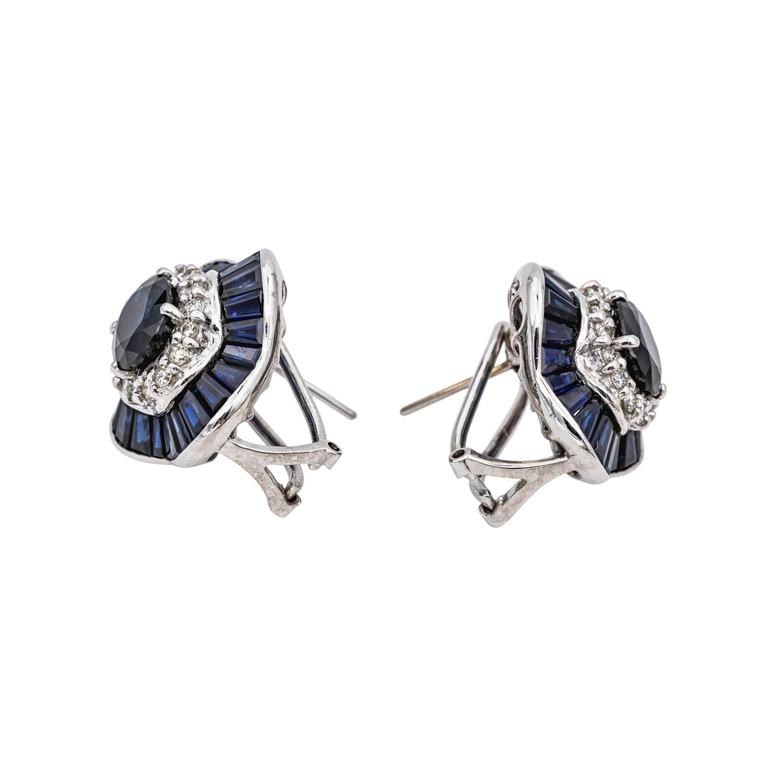 Boucles d'oreilles Or blanc saphir