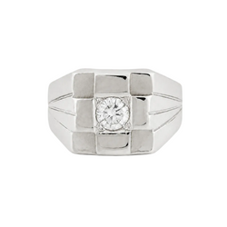 Bague Chevalière en or blanc et diamant
