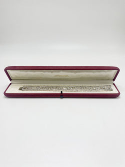 BRACELET ARTICULÉ ART DECO PALTINE ET DIAMANTS ENV. 12,50 CTS (T.18)