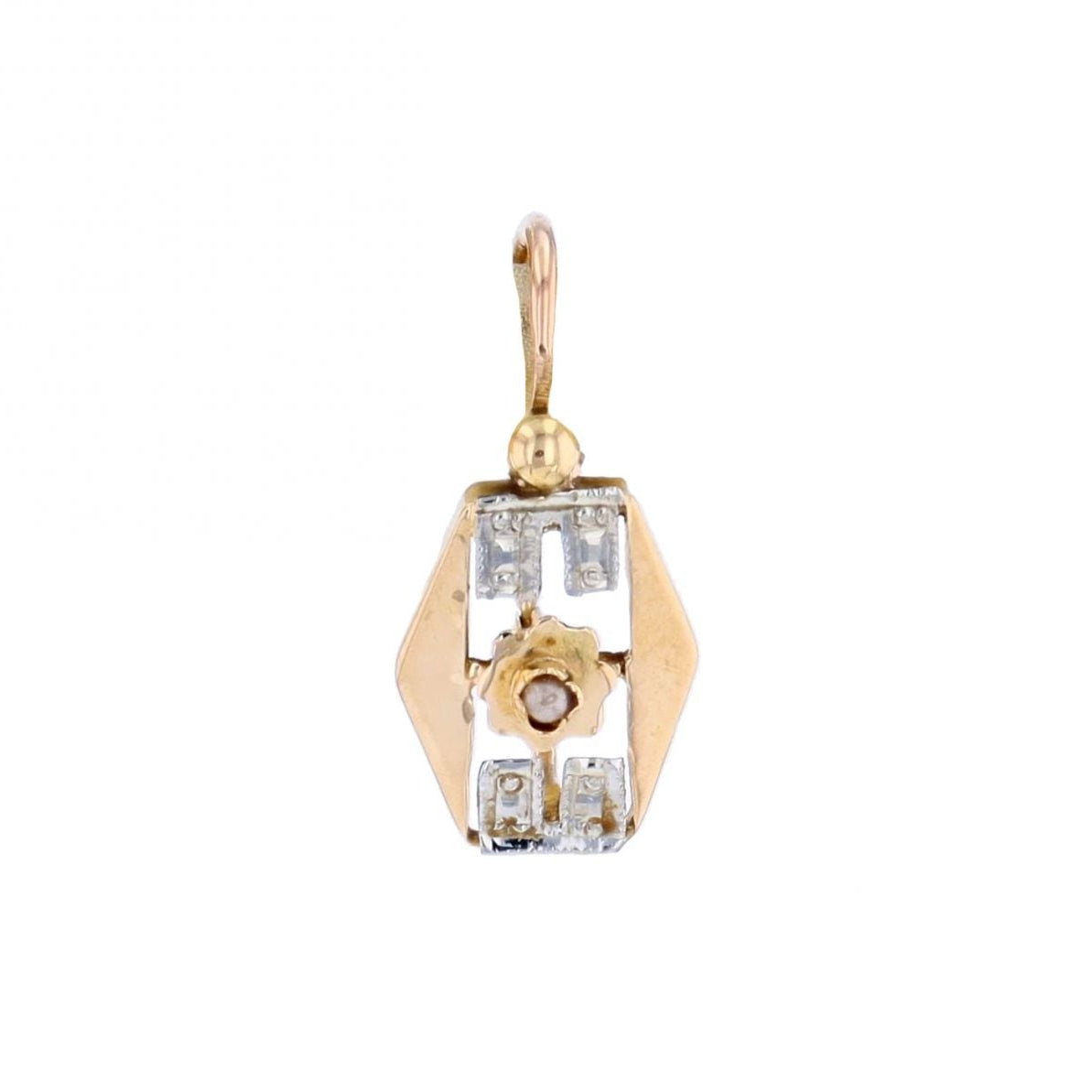 Mono boucle d'oreille Dormeuse en or blanc, or jaune et perle