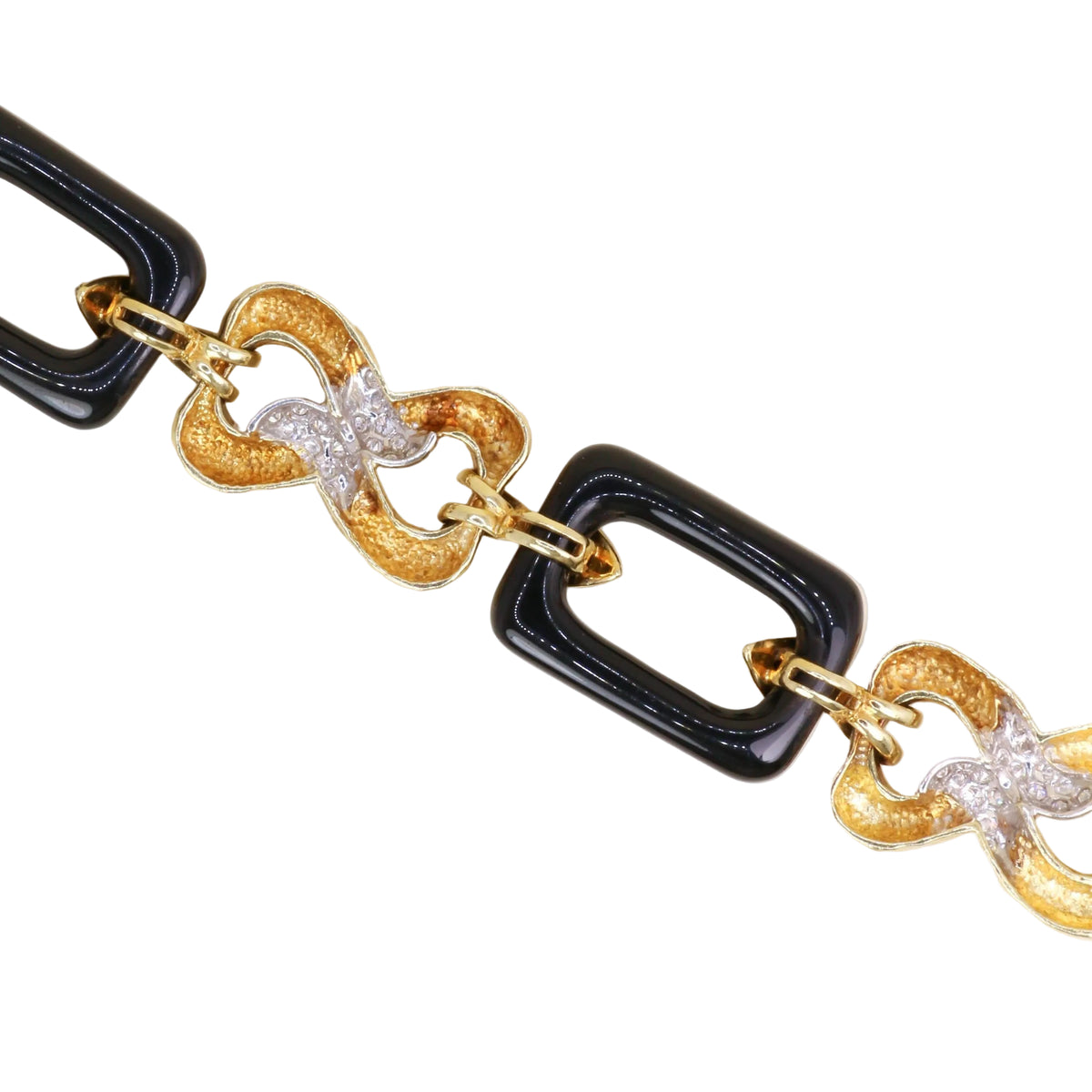 Collier Maille transformable or jaune, onyx et diamants