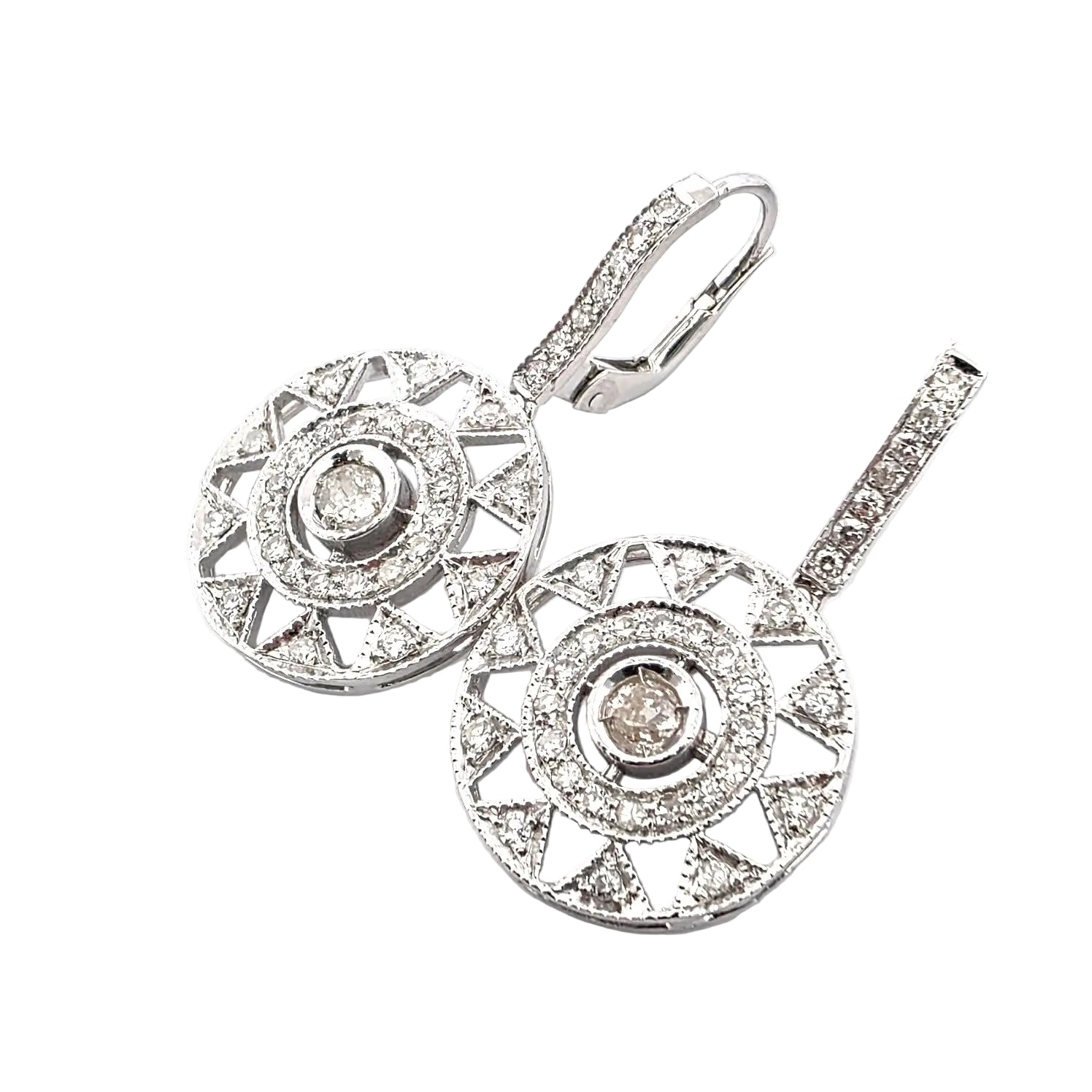 Boucles d'oreilles Pendantes en or blanc et diamants