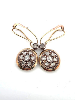 Boucles d'oreilles Pendantes en or jaune, argent et diamants