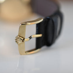 Montre ROLEX "Oyster Perpetual Bubbleback Ovetto" en or jaune et cuir