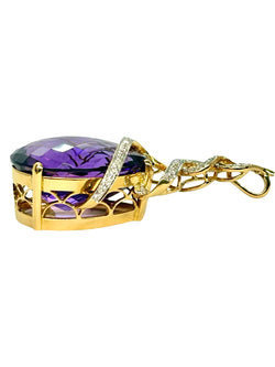 Pendentif or jaune, améthyste et diamants