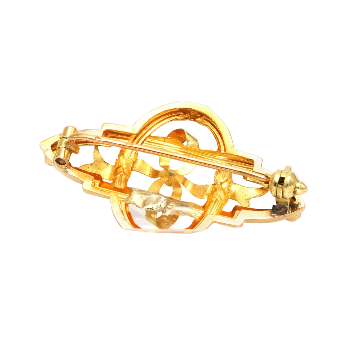 Broche Épingle en or jaune, perle et rubis